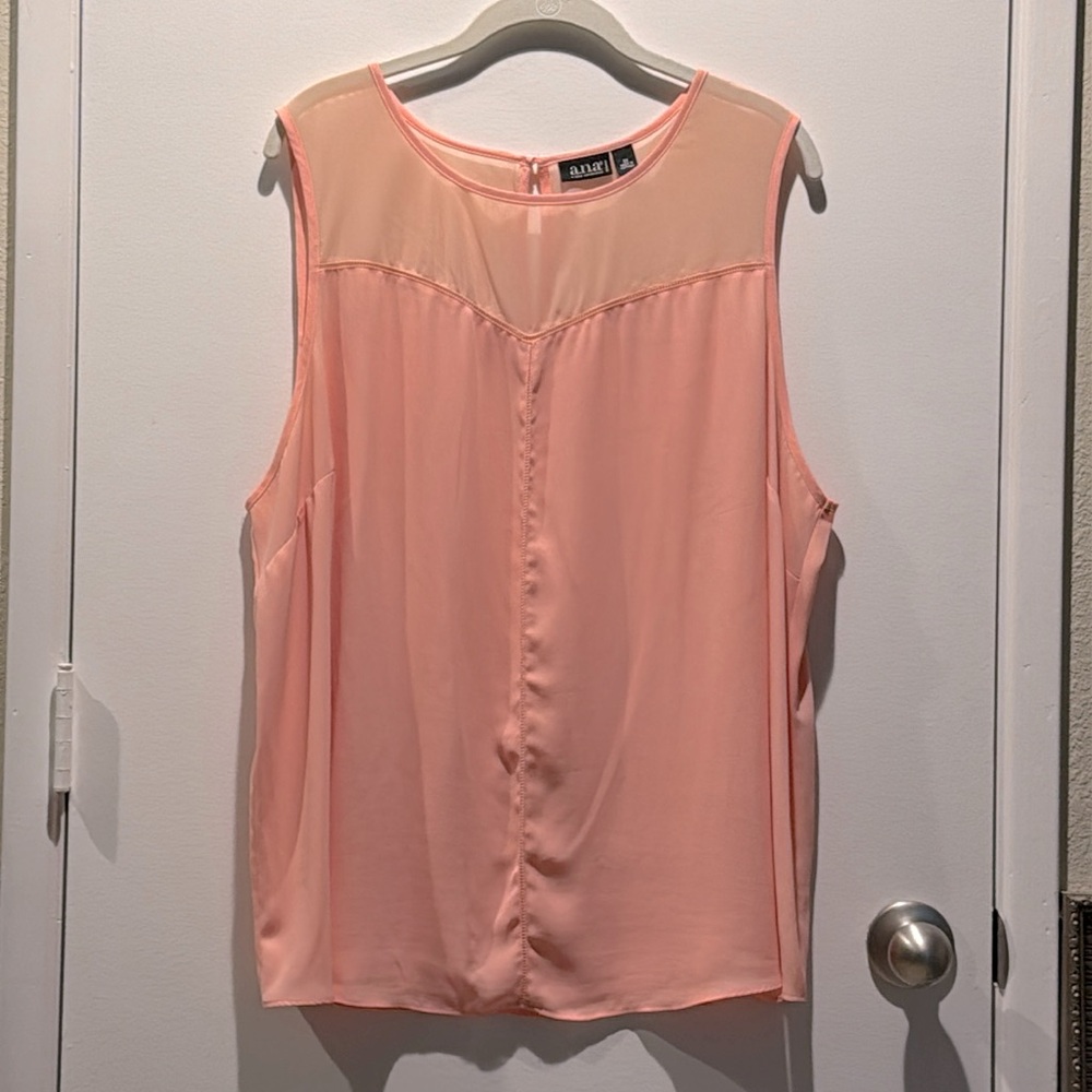 Peach tank with sheer detail